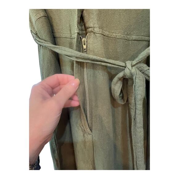 Old Navy Army Green Linen Blend Button Front Romper Jumpsuit Size 2XL - Picture 4 of 13